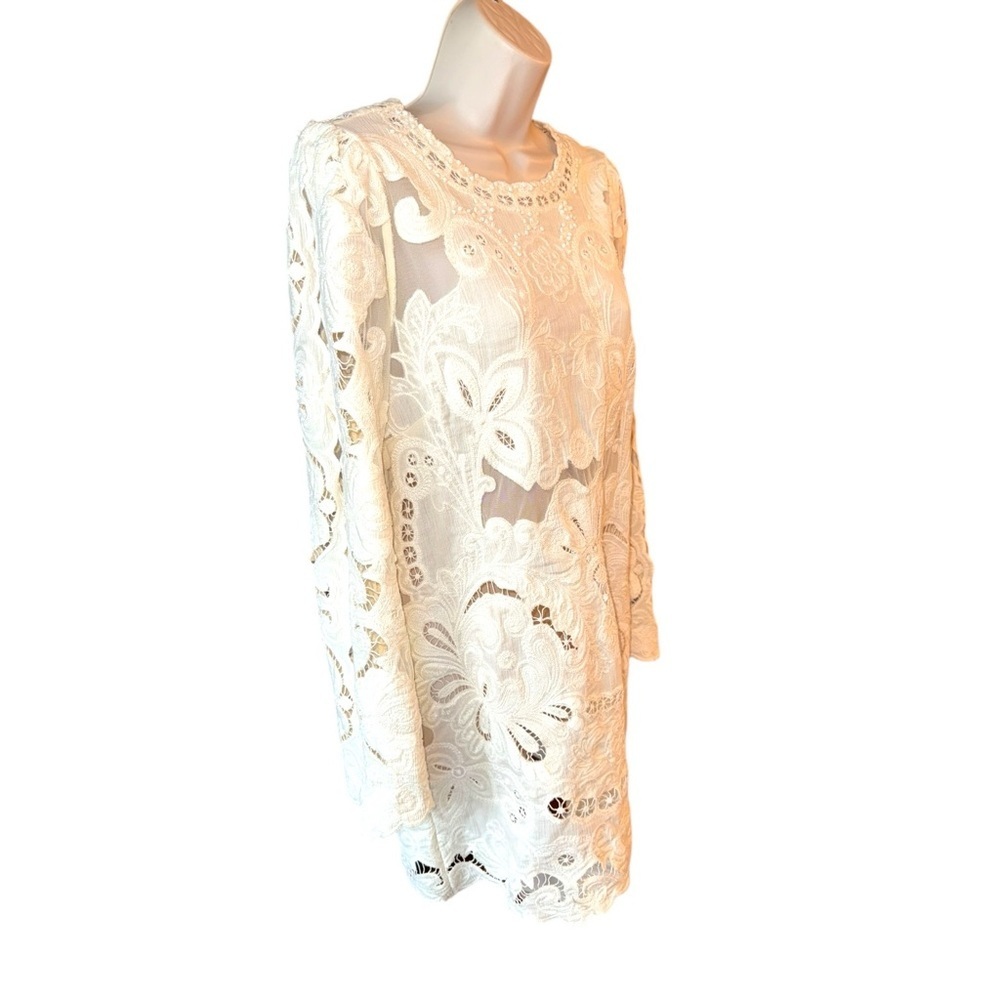 Sea NY Lysa Embroidery long Sleeve Dress Cream - Picture 9 of 17